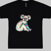Rainbow Koala Adult Black T-Shirt